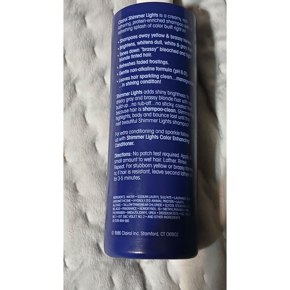 Vintage 1980s Clairol Shimmer Lights Purple Shampoo Lot 3 Bottles Movie Set Prop - Picture 6 of 9